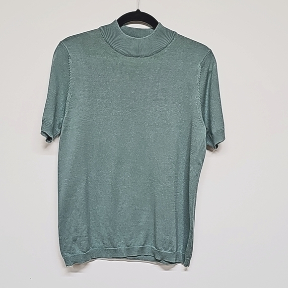 Allison Daley short sleeve mock neck sweater size Small in light teal - Picture 1 of 11